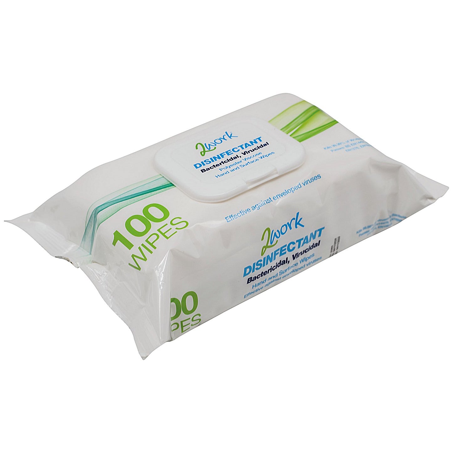 2Work Viricidal Hand & Surface Wipes, Pack of 100