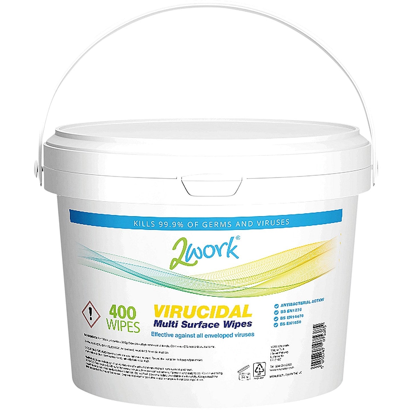 2Work Virucidal Multi Surface Wipes, Pack of 400