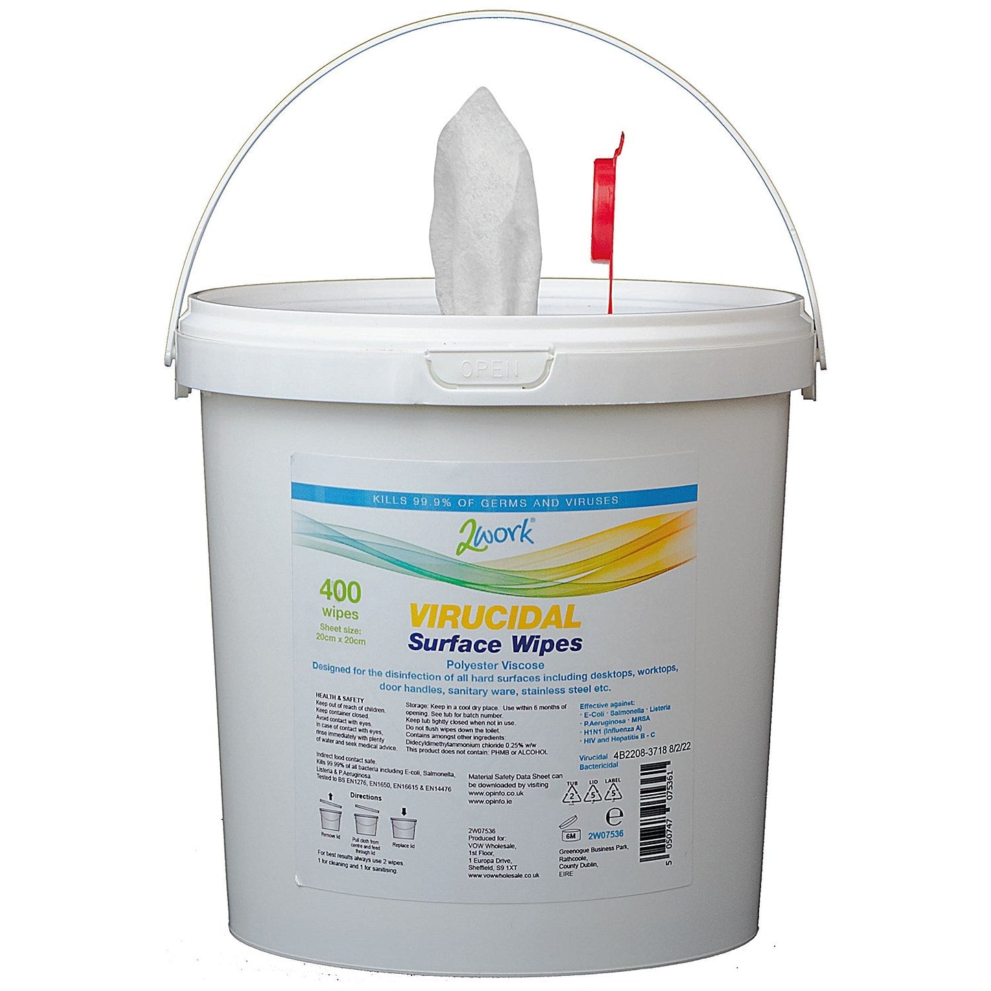2Work Virucidal Multi Surface Wipes, Pack of 400 Easy2Order : 2W07536