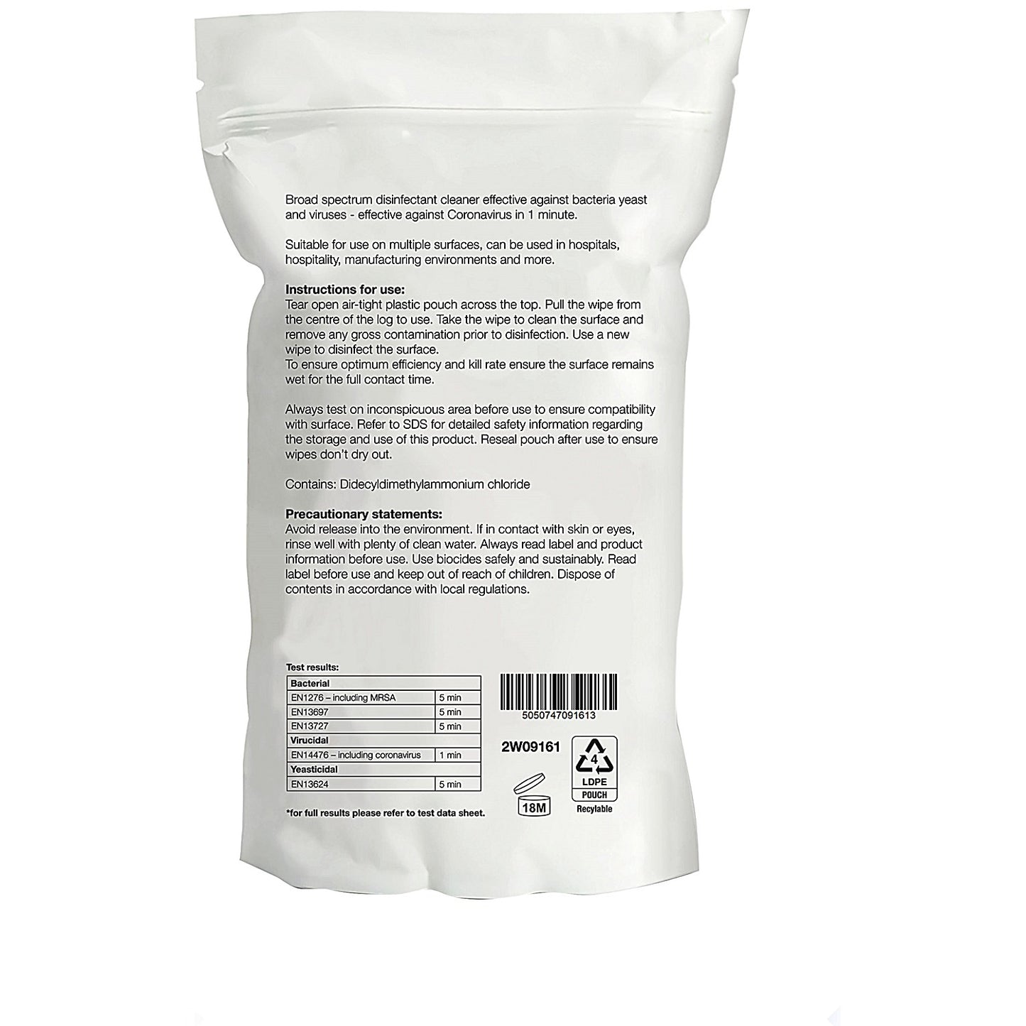 2Work Biodegradable Eucalyptus Hand & Surface Wipes, Pack of 100