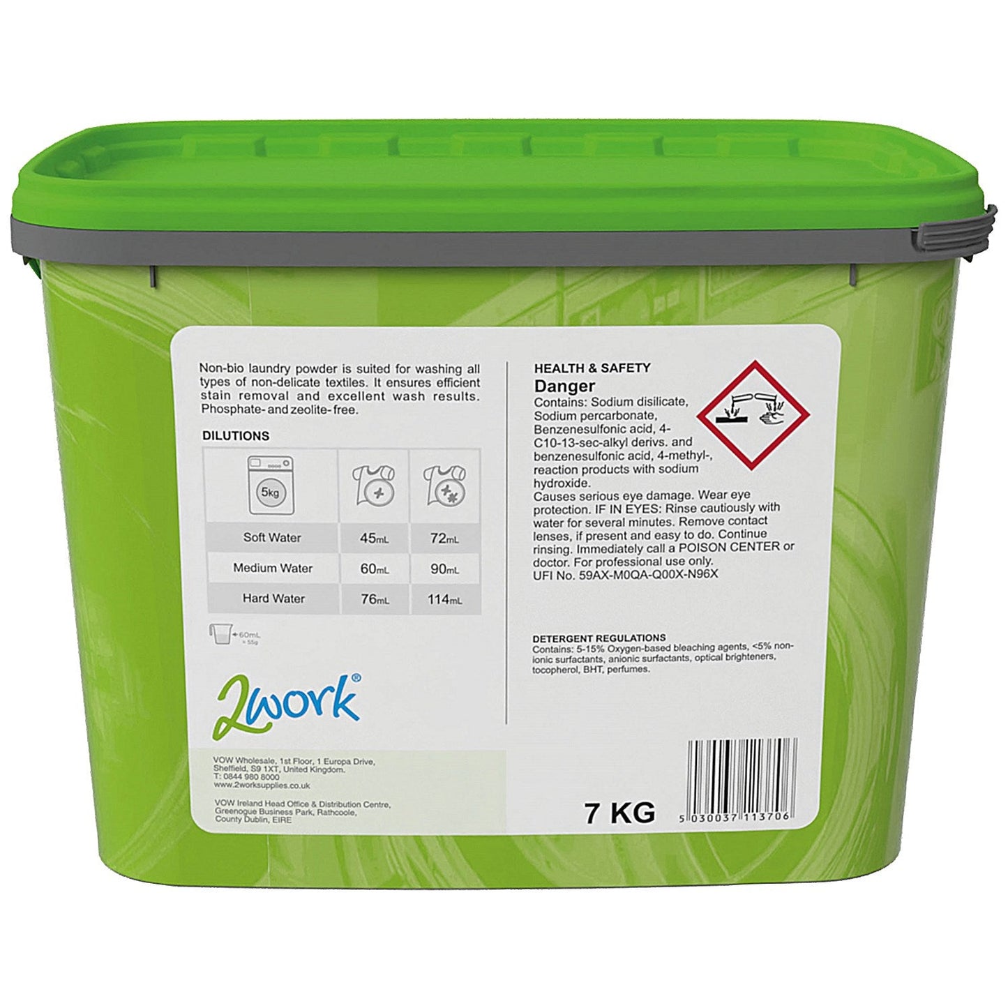 2Work Non-Bio Washing Powder, 7kg Easy2Order : 2W11370