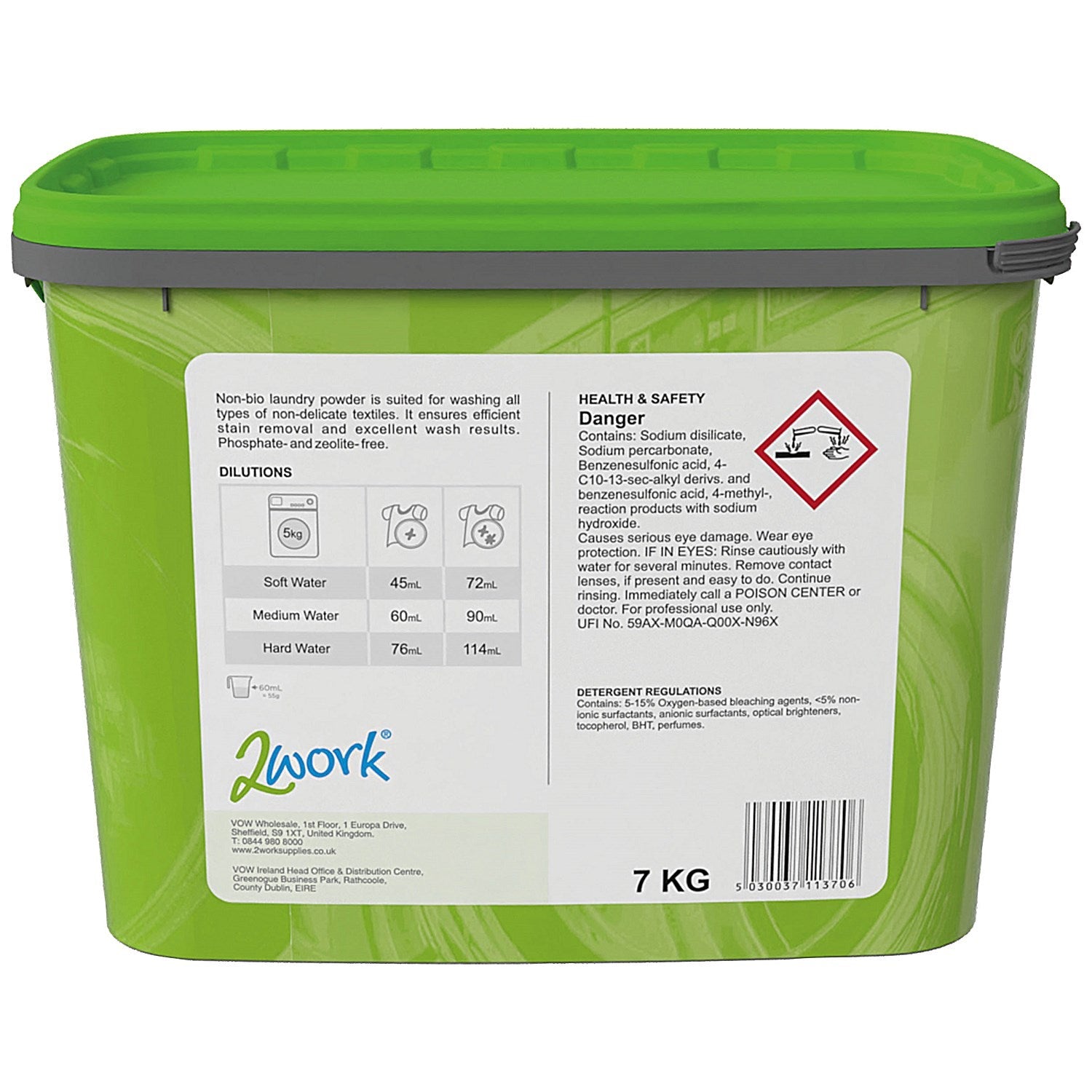 2Work Non-Bio Washing Powder, 7kg Easy2Order : 2W11370