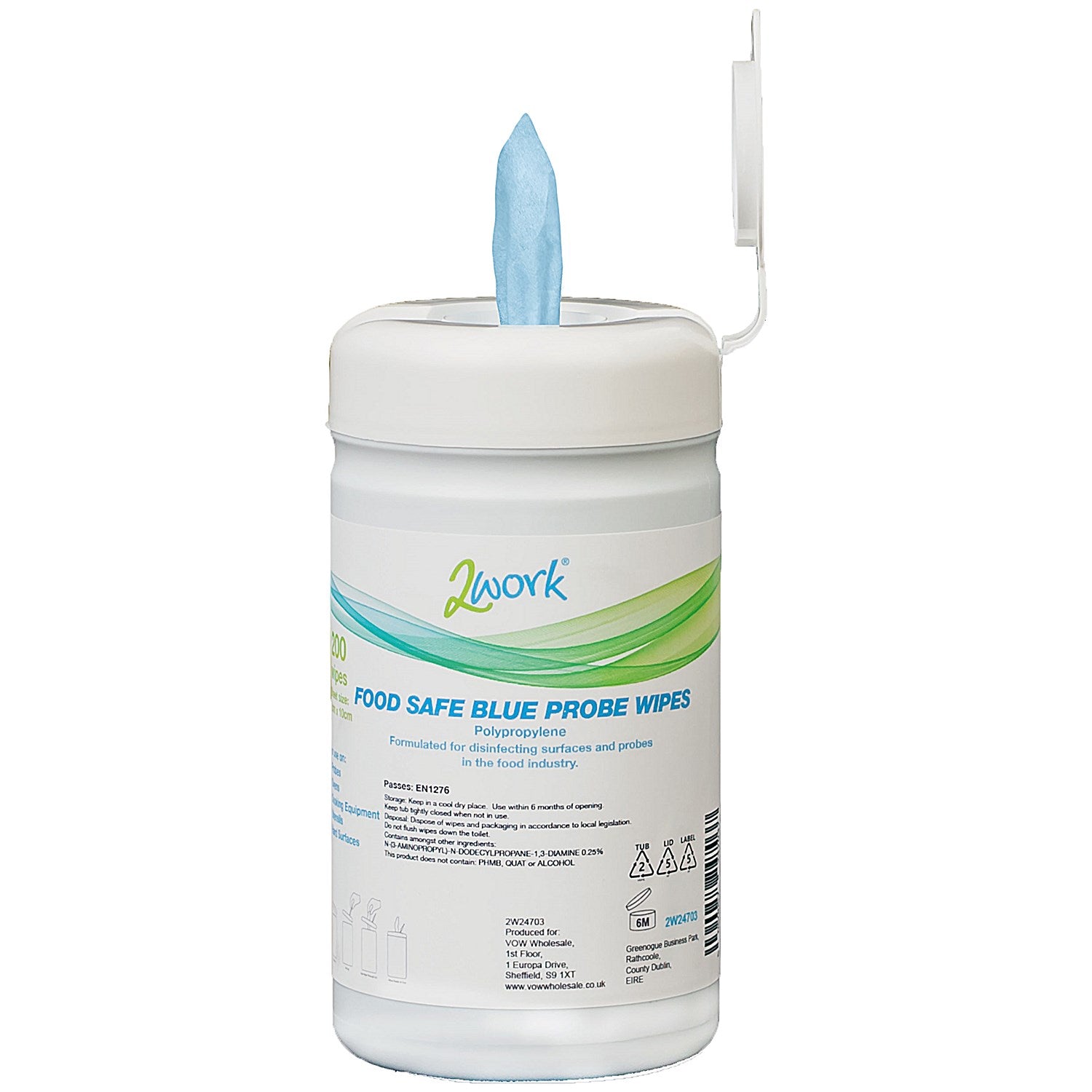 2Work Antibacterial Probe Wipes, Pack of 200