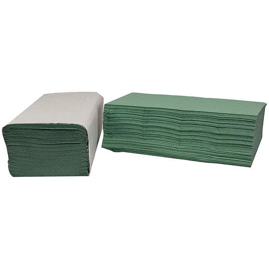 2Work 1-Ply V-Fold Hand Towels, Green, Pack of 3600