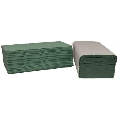 2Work 1-Ply V-Fold Hand Towels, Green, Pack of 3600