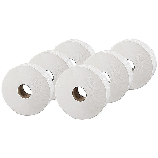 2Work Jumbo Toilet Roll, 2-Ply, Core 76mm, Pack of 6 Easy2Order : 2W70203