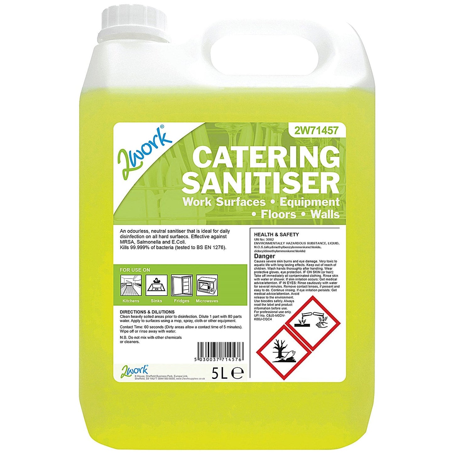 2Work Odourless Catering Sanitiser, 5 Litres Easy2Order : 2W71457