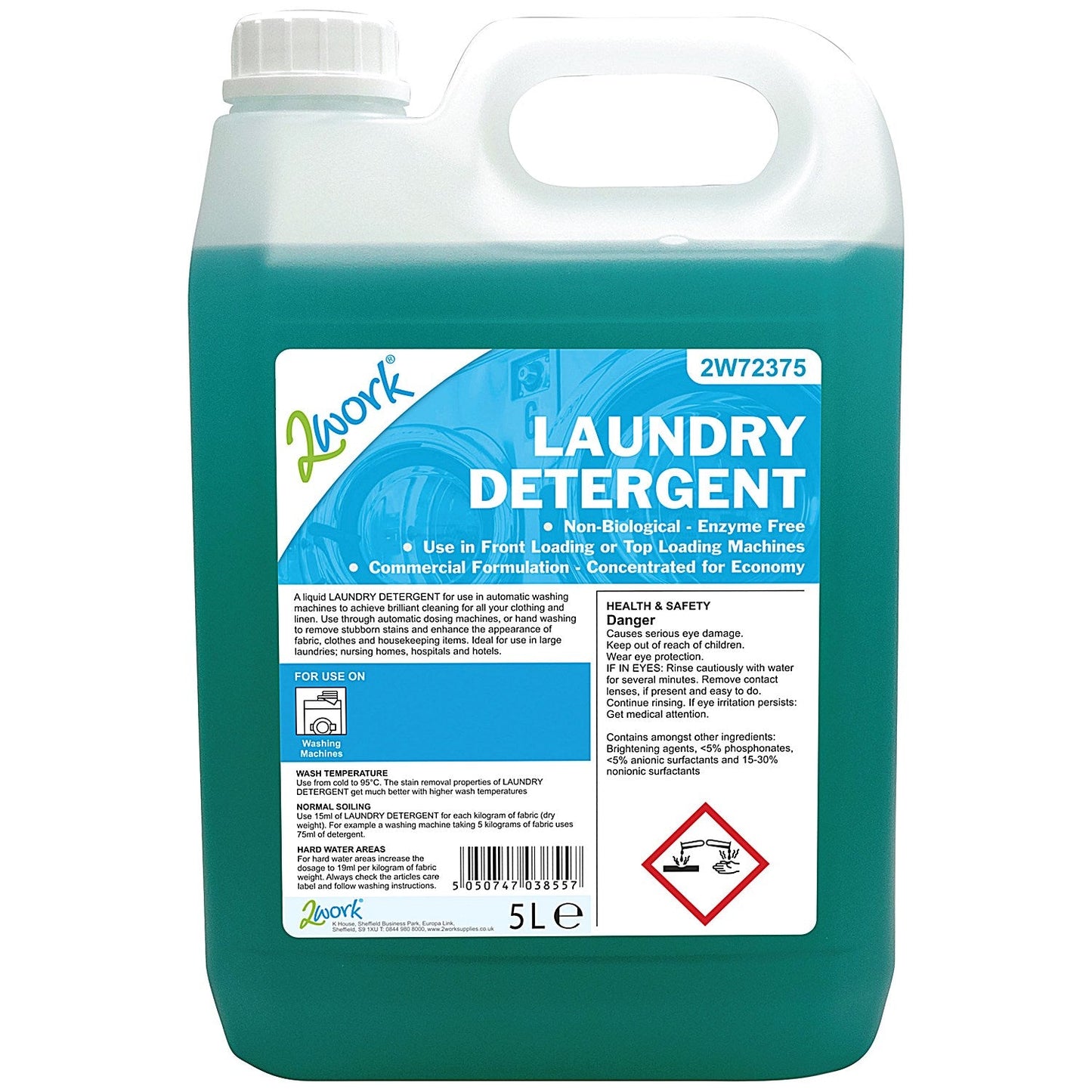 2Work Non-Bio Laundry Detergent, 5 Litres Easy2Order : 2W72375