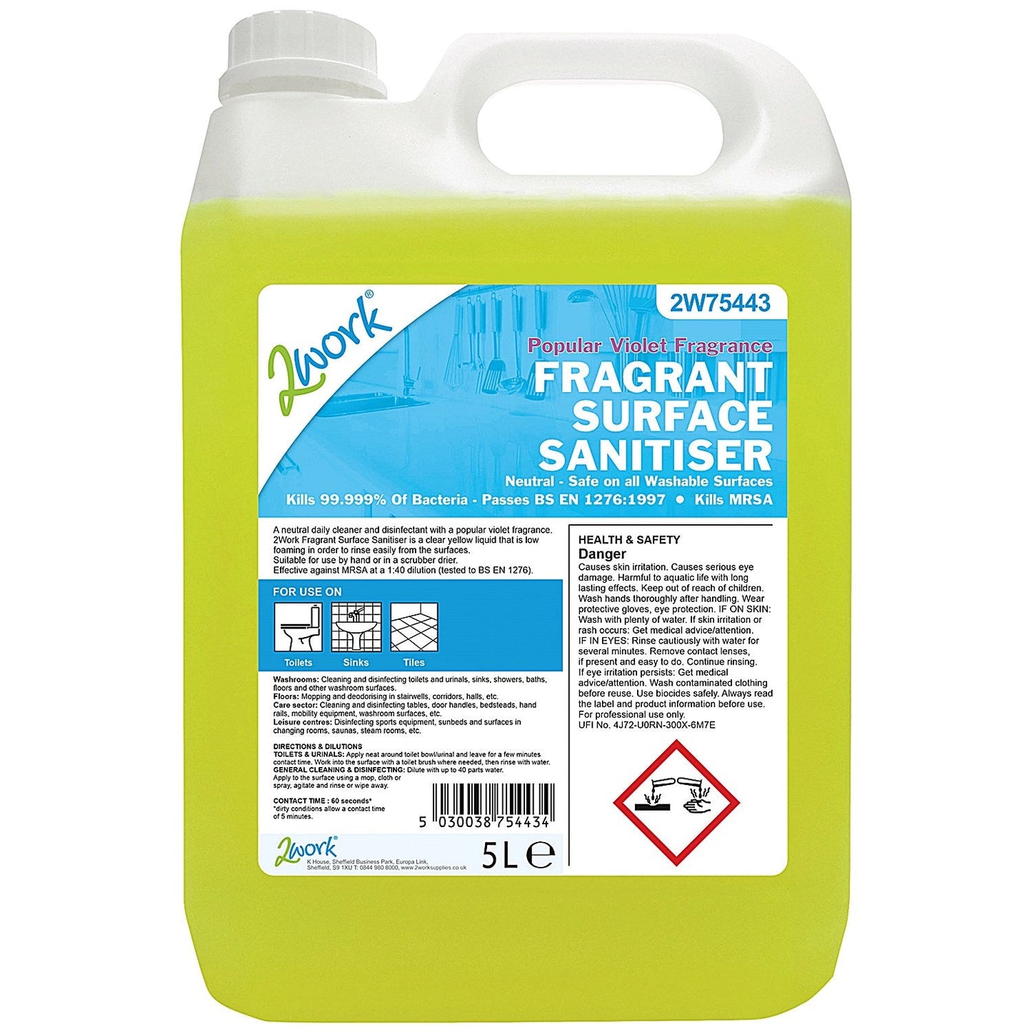 2Work Fragrant Surface Sanitiser, 5 Litres Easy2Order : 2W75443