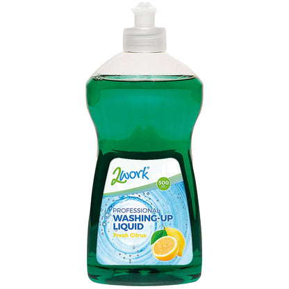 2Work Washing Up Liquid, Fresh Citrus, 500ml, Pack of 12