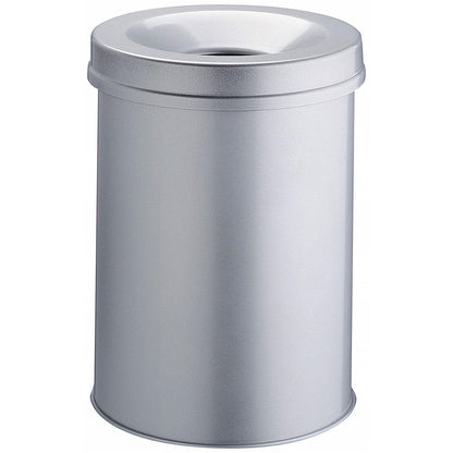 Durable Fire Extinguishing Metal Waste Bin, TUV Certified, 30L, Black