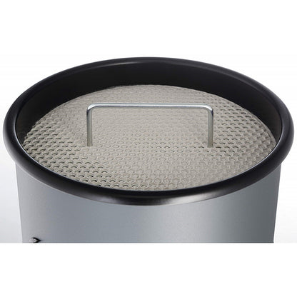 Durable Round Metal Waste Bin with Sand Ashtray, 17 Litre Bin/2 Litre Ashtray, Black