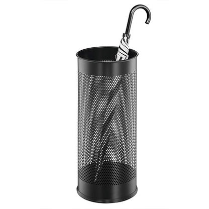 Durable Metal Umbrella Stand, 28.5 Litre, Round, Black
