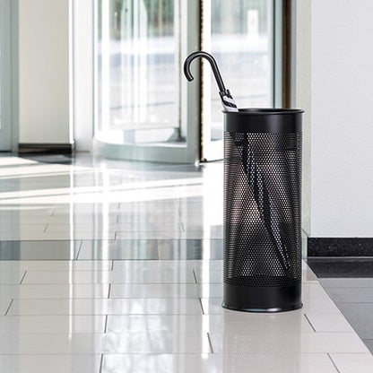 Durable Metal Umbrella Stand, 28.5 Litre, Round, Black