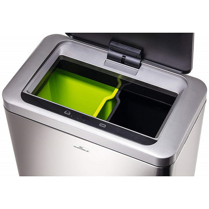 Durable Sensor Duo No Touch Waste Bin, 2 x 20 Litre, Stainless Steel