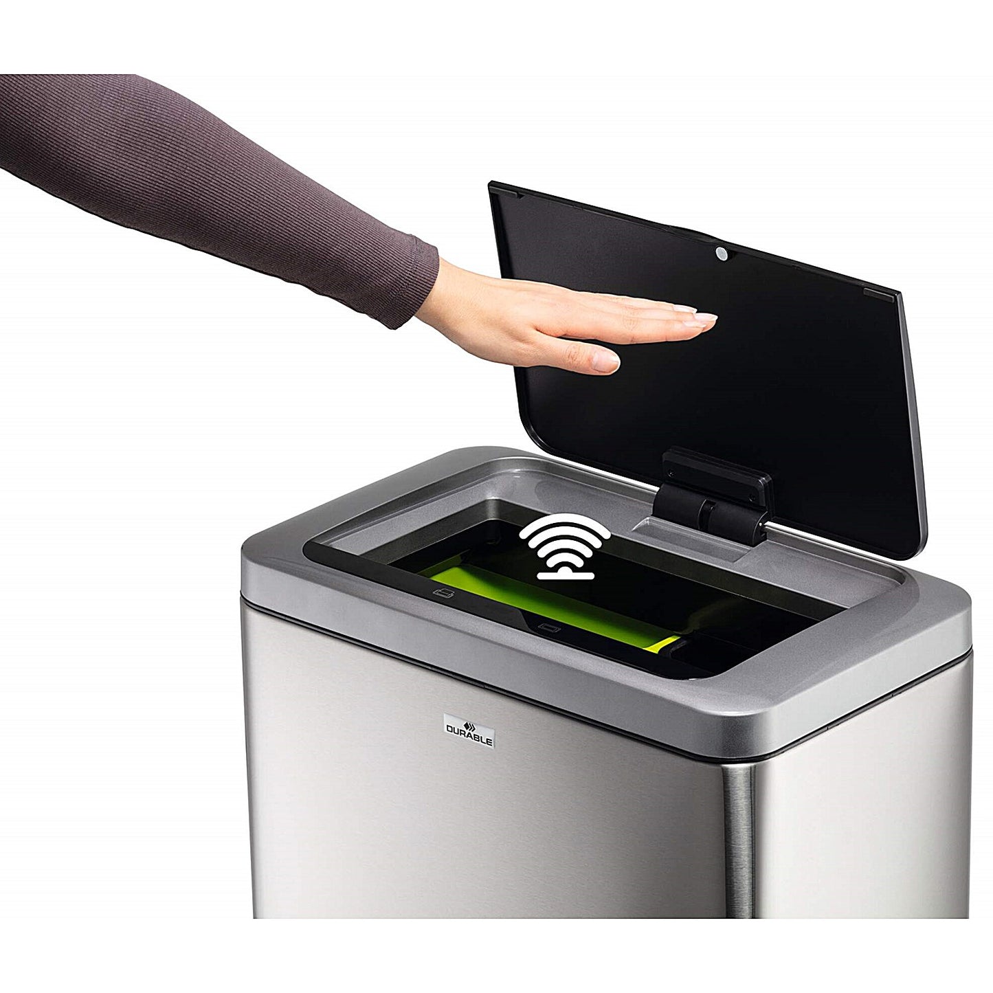 Durable Sensor Duo No Touch Waste Bin, 2 x 20 Litre, Stainless Steel