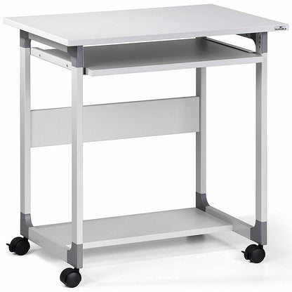Durable System Adjustable Mobile PC Workstation Trolley, 750mm Wide, Grey