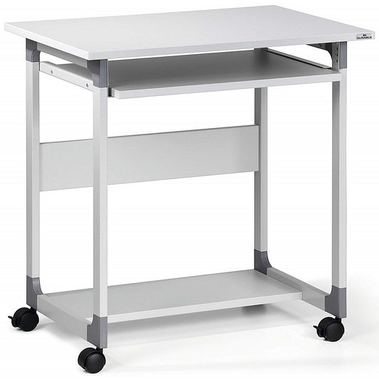 Durable System Adjustable Mobile PC Workstation Trolley, 750mm Wide, Grey