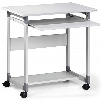 Durable System Adjustable Mobile PC Workstation Trolley, 750mm Wide, Grey