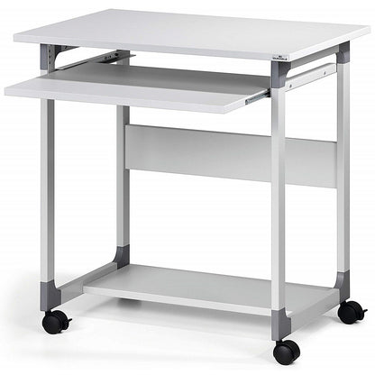 Durable System Adjustable Mobile PC Workstation Trolley, 750mm Wide, Grey