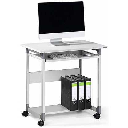 Durable System Adjustable Mobile PC Workstation Trolley, 750mm Wide, Grey