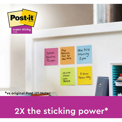 Post-it Super Sticky Notes, 76 x 76mm, Carnival, Pack of 6 x 90