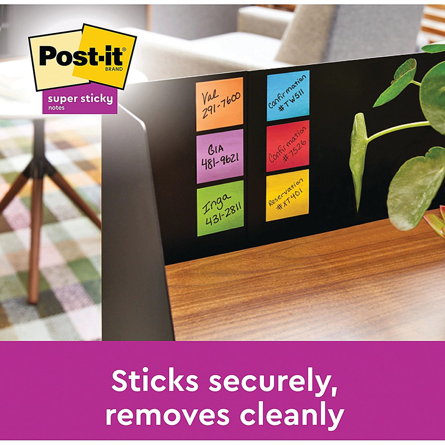 Post-it Super Sticky Notes, 76 x 76mm, Carnival, Pack of 6 x 90