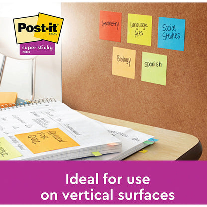 Post-it Super Sticky Notes, 76 x 76mm, Carnival, Pack of 6 x 90