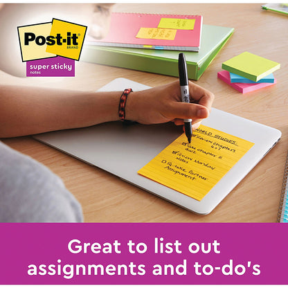 Post-it Notes Feint Ruled, 102 x 152mm, Yellow, Pack of 6 x 100 Notes