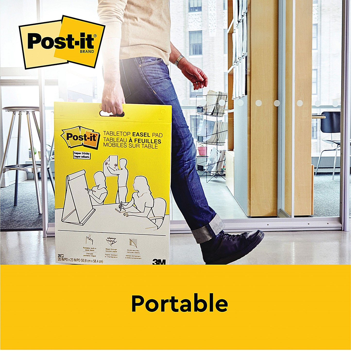 Post-it Table Top Meeting Chart Pad - 20 Sheets & Dry Erase Board