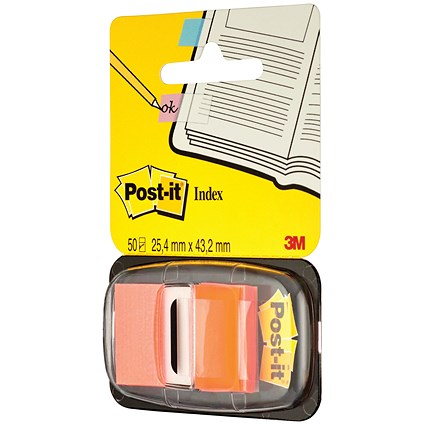 Post-it Index Flags, 25 x 43mm, Orange, Pack of 12(600 Flags in total)