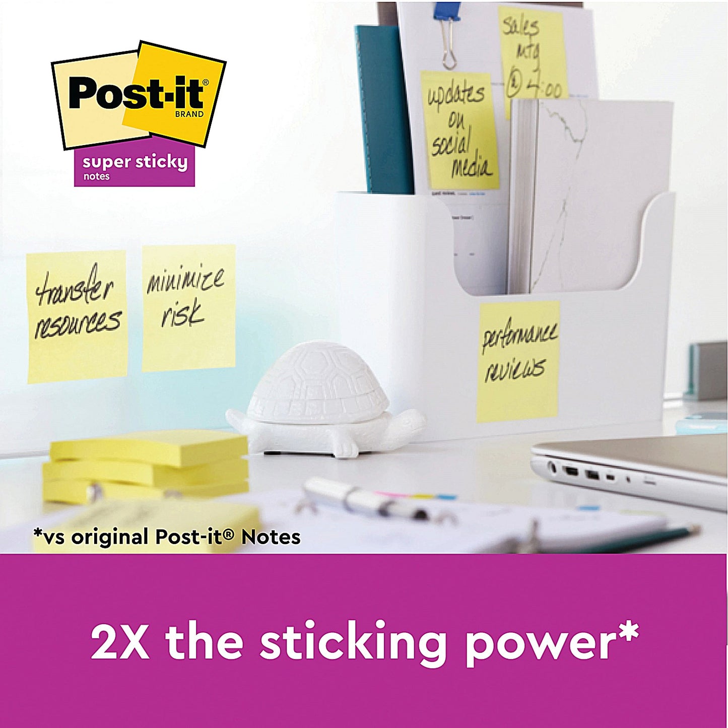 Post-it Super Sticky Notes Value Pack, 47.6 x 47.6mm, Yellow, Pack of 12 x 90 Notes