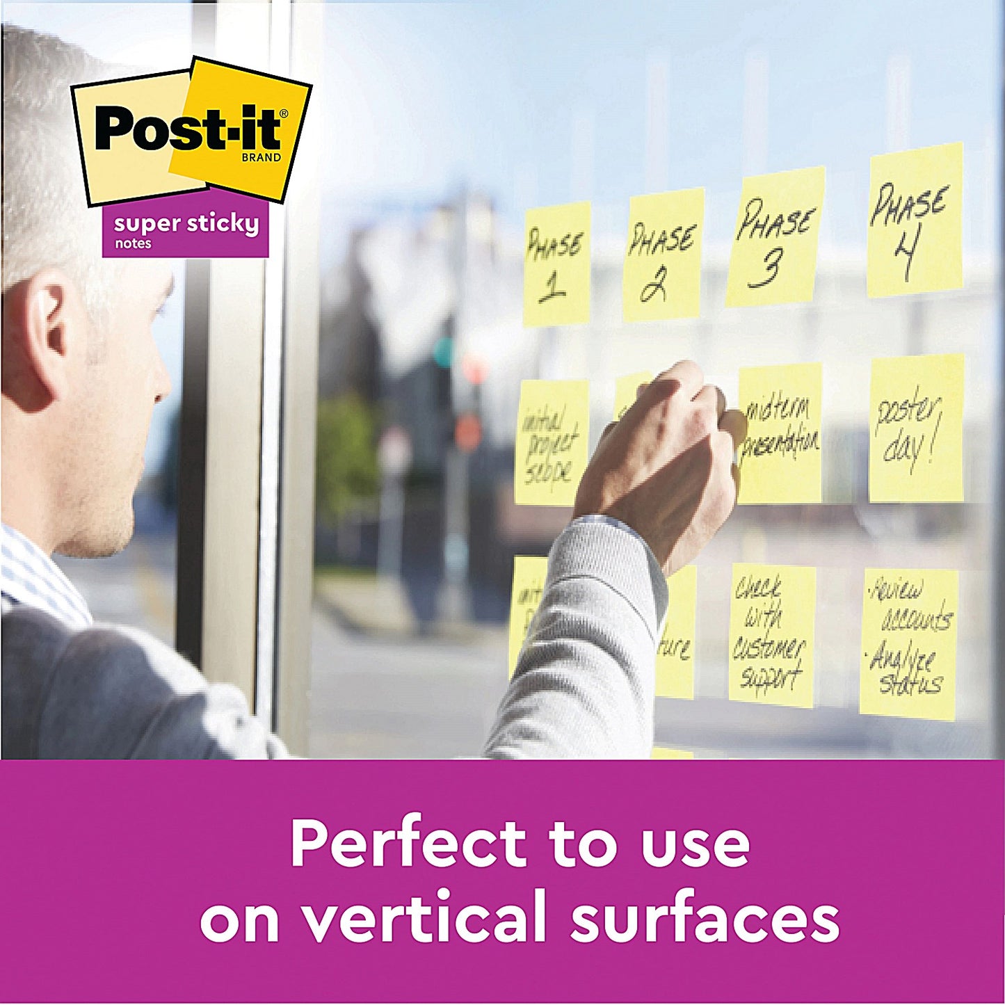 Post-it Super Sticky Notes Value Pack, 47.6 x 47.6mm, Yellow, Pack of 12 x 90 Notes