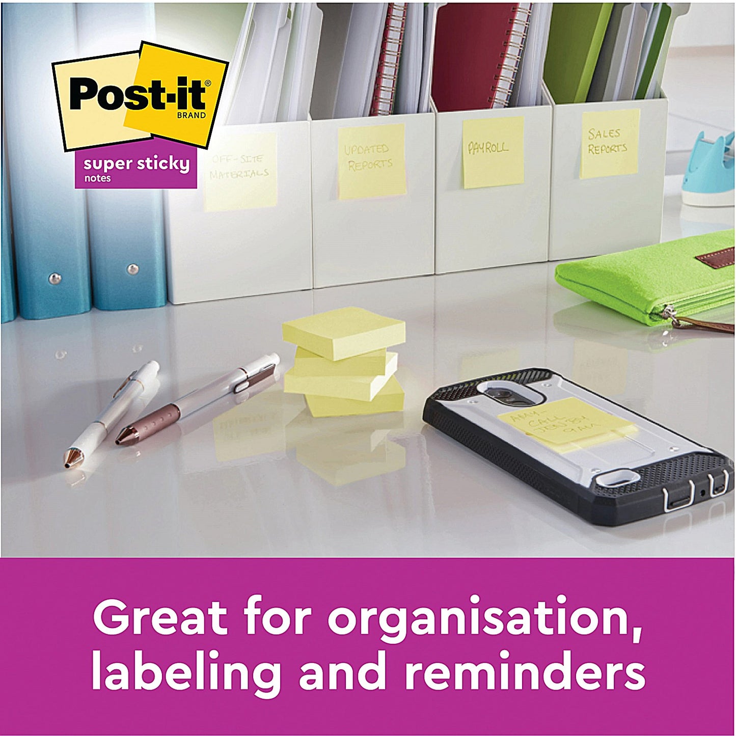 Post-it Super Sticky Notes Value Pack, 47.6 x 47.6mm, Yellow, Pack of 12 x 90 Notes