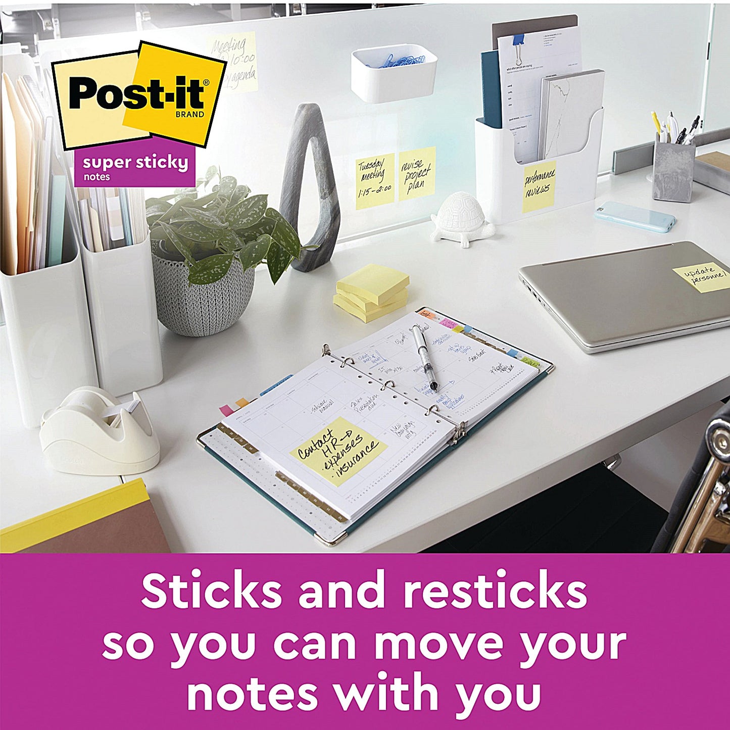 Post-it Super Sticky Notes Value Pack, 47.6 x 47.6mm, Yellow, Pack of 12 x 90 Notes