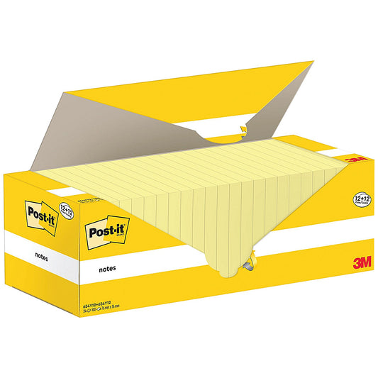 Post-it Notes Value Display Pack, 76 x 76mm, Yellow, Pack of 24 x 100 Notes