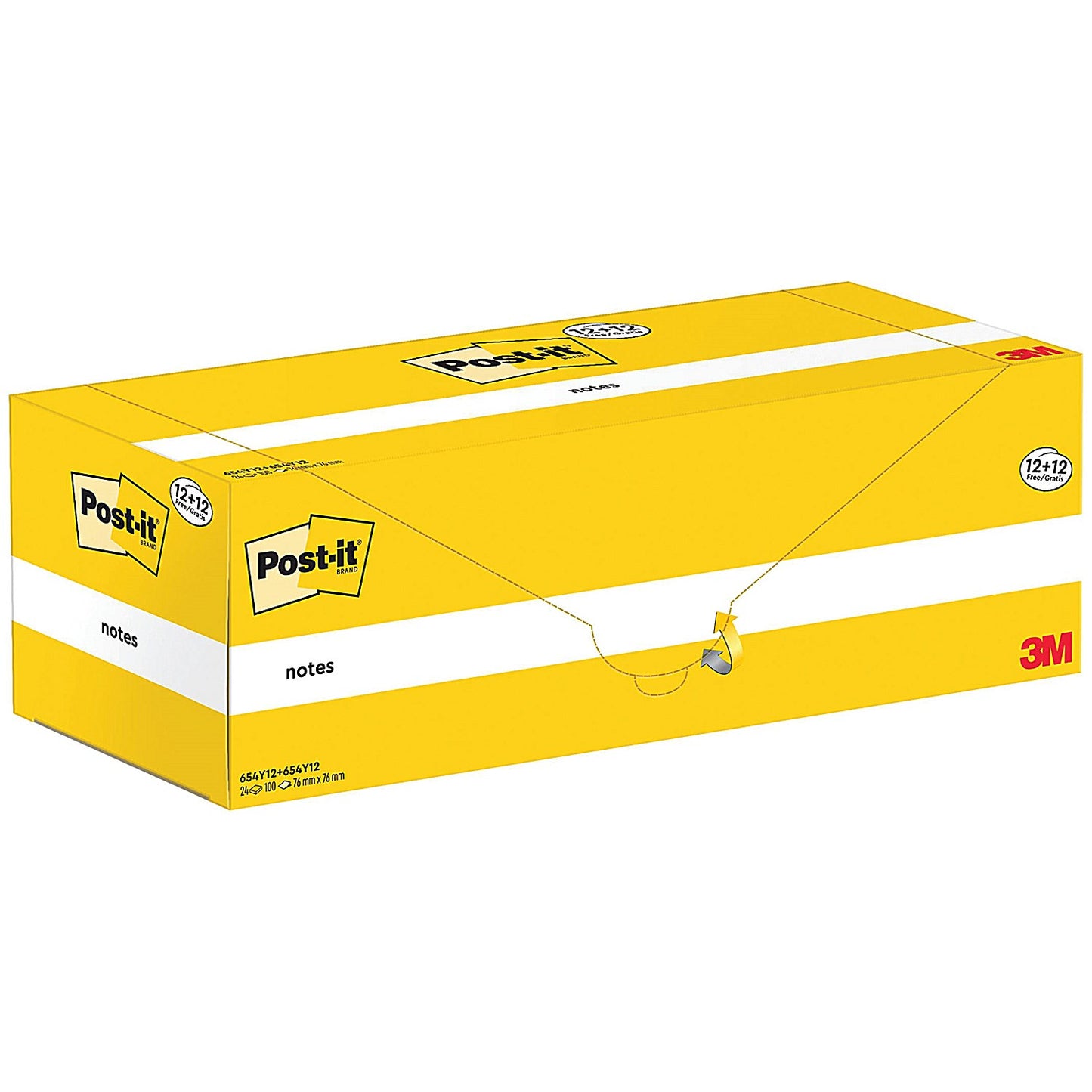Post-it Notes Value Display Pack, 76 x 76mm, Yellow, Pack of 24 x 100 Notes