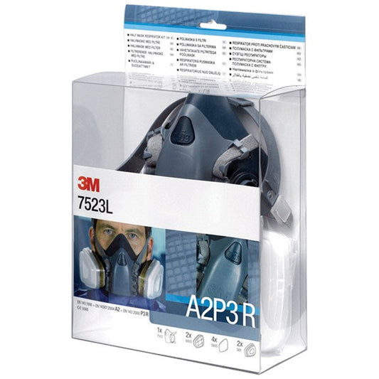 3M 7523L Half Mask and Filter Kit, Grey & Blue