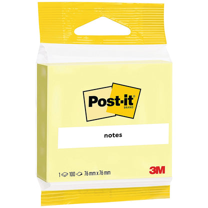 Post-it Notes, 76 x 76mm, Yellow, Pack of 12 x 100 Notes