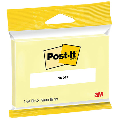 Post-it Notes, 76 x 127mm, Yellow, Pack of 12 x 100 Notes