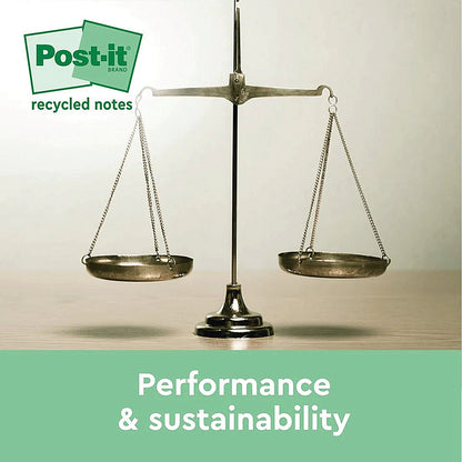 Post-it Recycled Z-Notes, 76 x 76mm, Yellow, Pack of 6 x 100 Z-Notes
