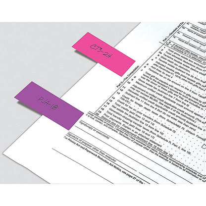 Post-it Portable Small Index Tabs, 12 x 43mm, Neon, Pack of 100(20 of each colour)
