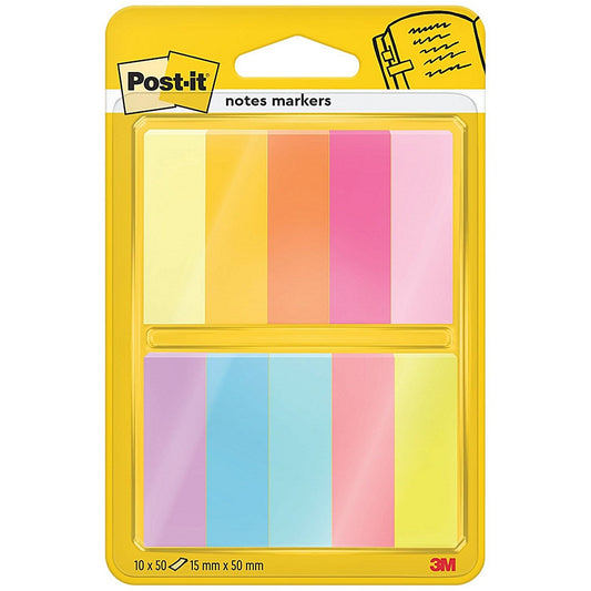Post-It Notes Markers 50 Sheets 15x50mm Assorted Colours (Pack of 10) 7100234524 Easy2Order : 3M38046