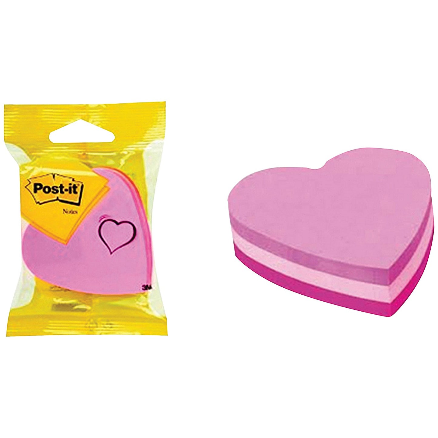 Post-it Heart Shaped Notes, 70 x 70mm, Pink, Pack of 12 x 225 Notes