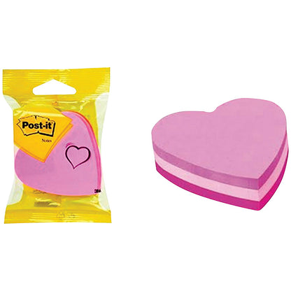 Post-it Heart Shaped Notes, 70 x 70mm, Pink, Pack of 12 x 225 Notes