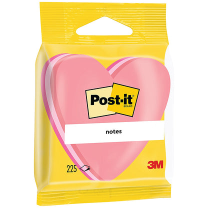 Post-it Heart Shaped Notes, 70 x 70mm, Pink, Pack of 12 x 225 Notes