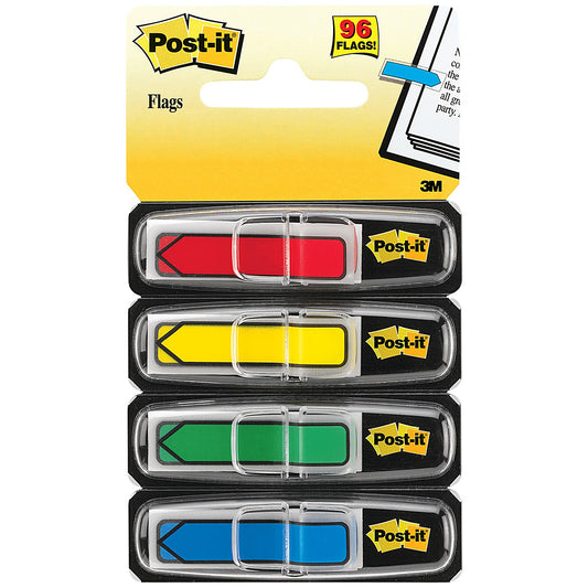 Post-it Index Repositionable Arrows, 12 x 43mm, Assorted, Pack of 96(24 of each colour)