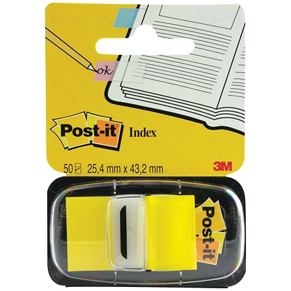 Post-it Index Tab Dispenser, 25 x 43mm, Includes 50 Yellow Tabs