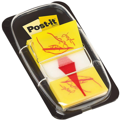 Post-it Sign Here Index Tabs, Yellow, 25mm, 50 Flags + Dispenser
