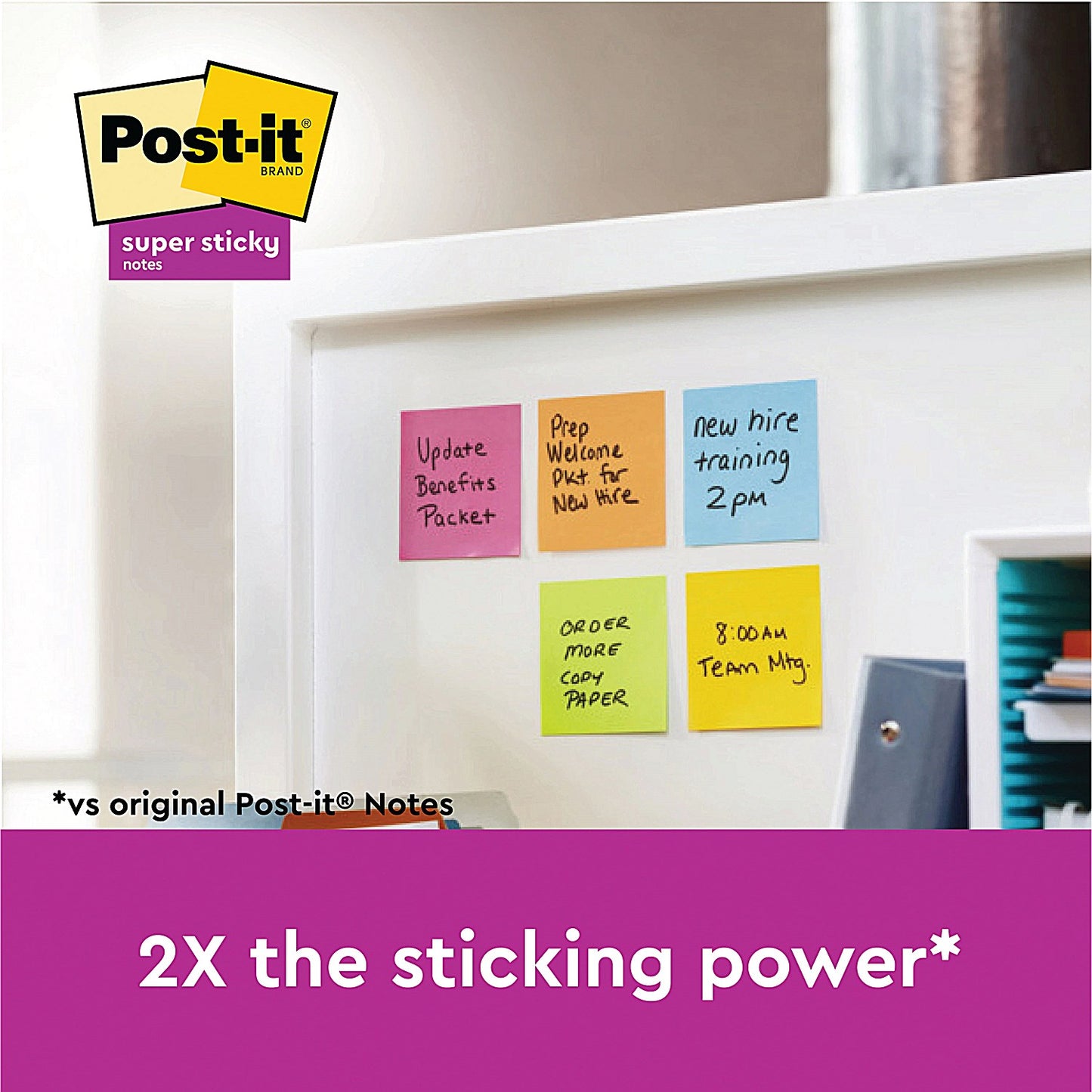 Post-it Super Sticky Notes, 76 x 76mm, Green, Pack of 6 x 90 Notes